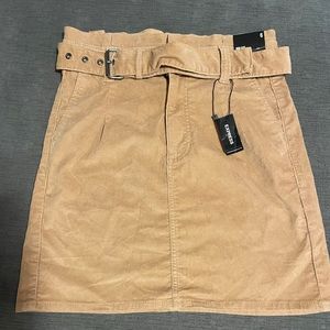 Express High Rise Corduroy Belted Skirt